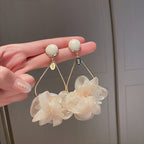 Chiffon Flower Drop Earrings