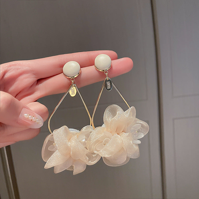 Chiffon Flower Drop Earrings