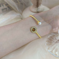 Classic Gold Pearl Tiger Eye Twist Bracelet