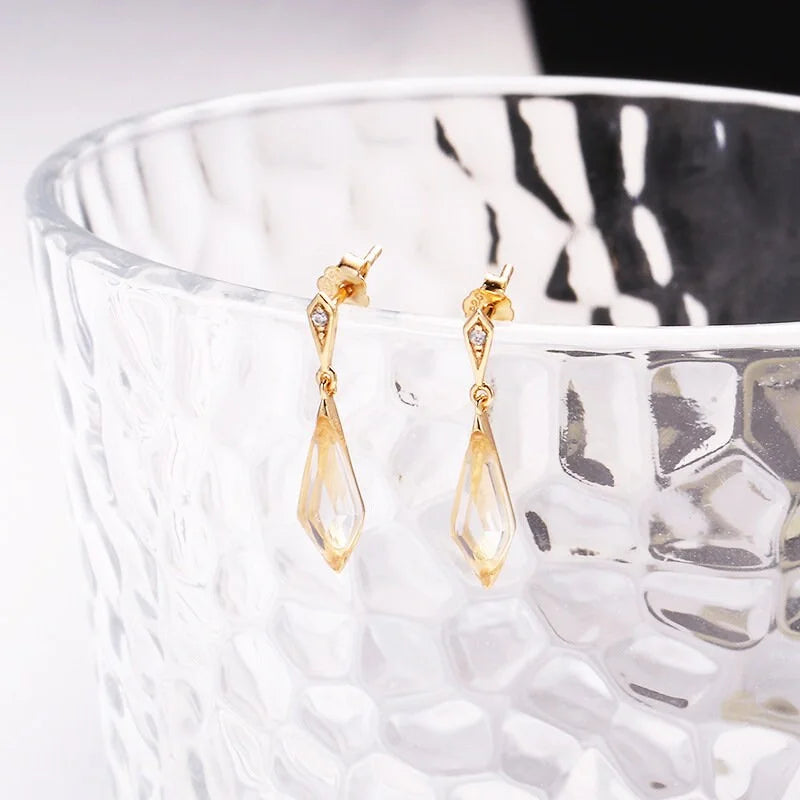 Clear Quartz Dangle Earrings