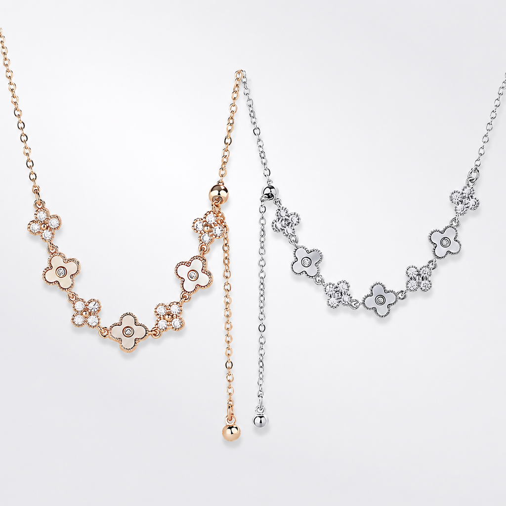 Y Chain Clover Floral Gold Necklace