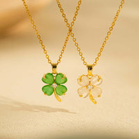 Titanium Four Leaf Clover Pendant Necklace 
