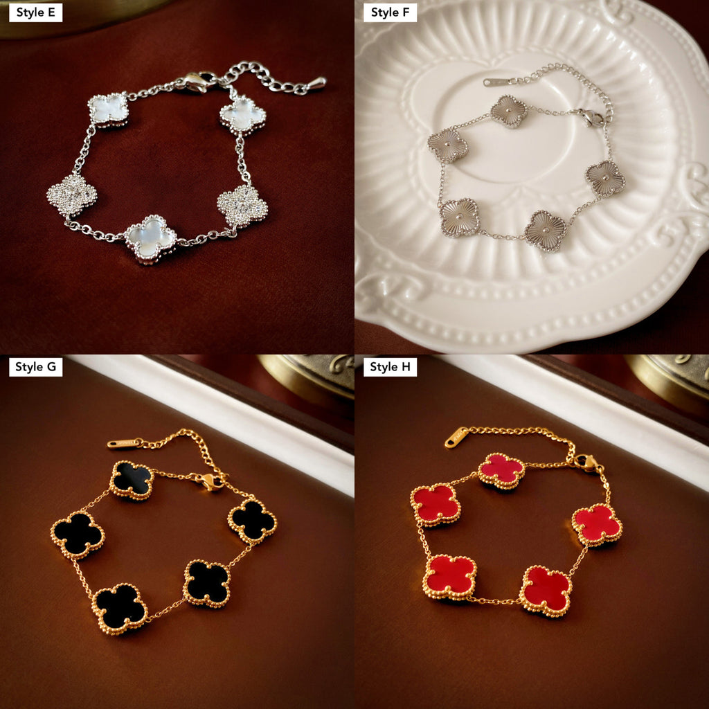 14K Gold Lucky Four Leaf Clover Bracelet