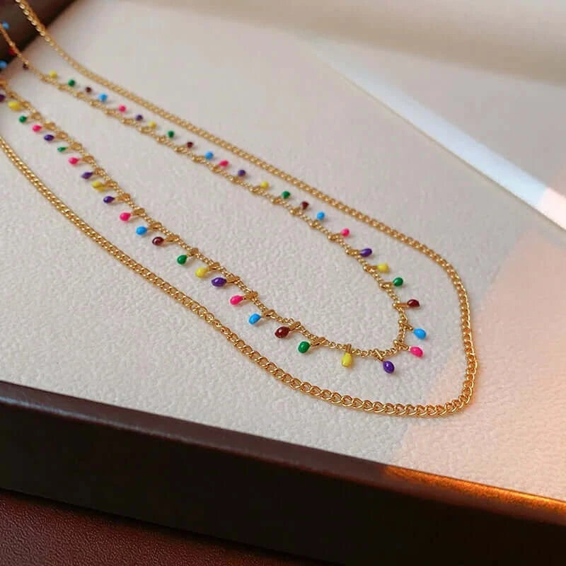 Colorful Beaded Layering Necklace