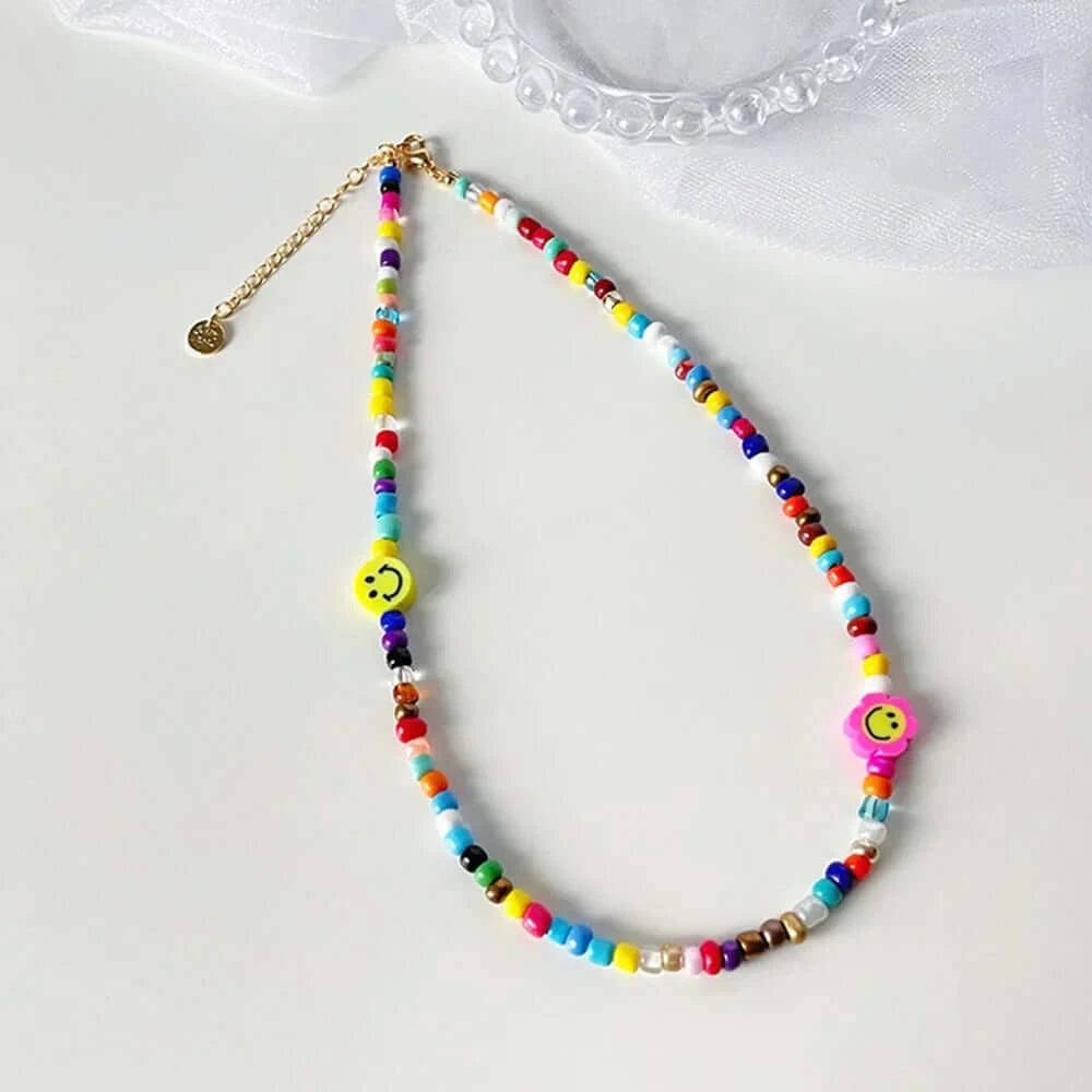 Colorful Beaded Smile Necklace