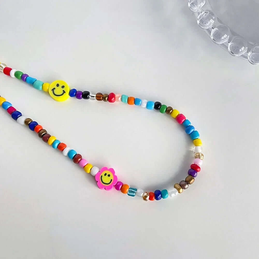 Colorful Beaded Y2k Smile Necklace