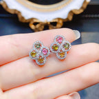 Colorful Gemstone Flower Earrings