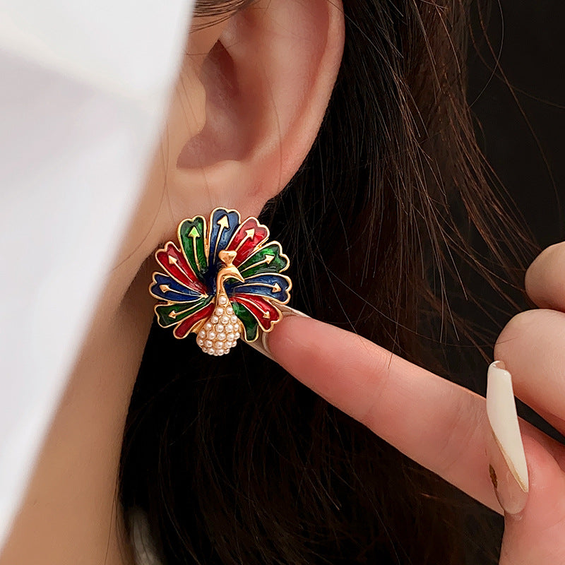 Colorful Peacock Earrings