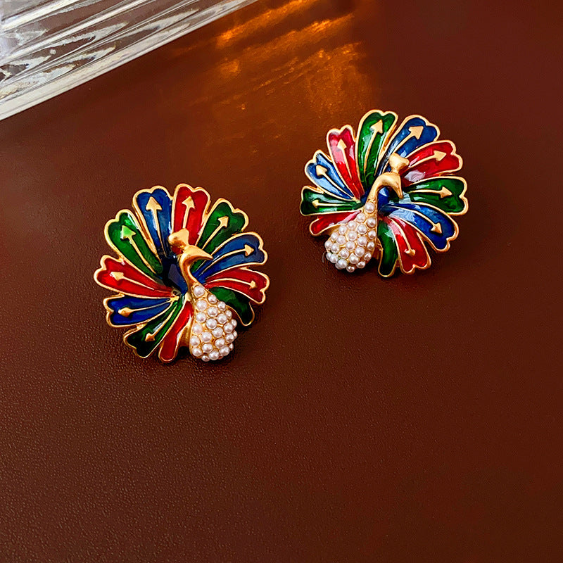 Colorful Peacock Earrings for Women