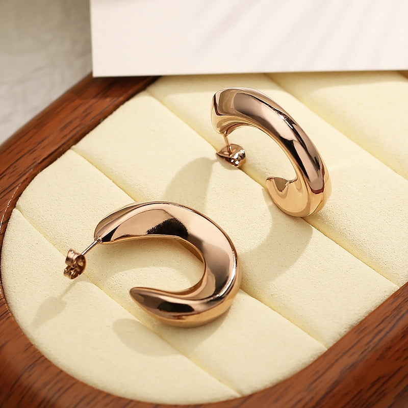 18K Gold Plated Chic C Hoop Earrings