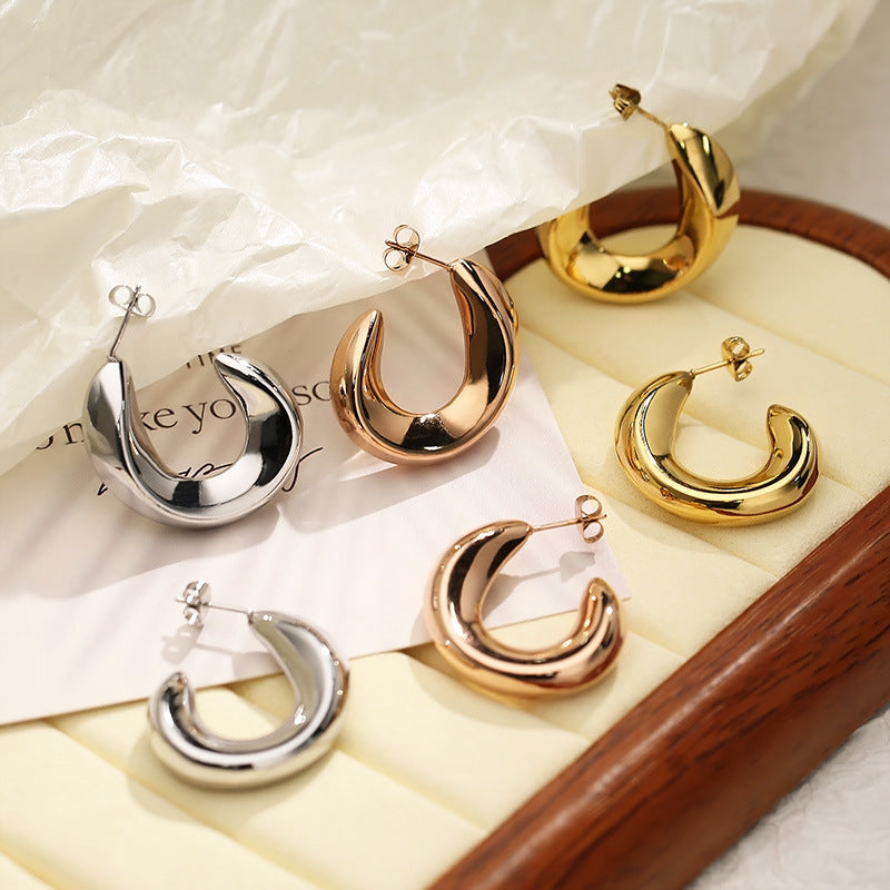 18K Gold Plated Chic C Hoop Earrings