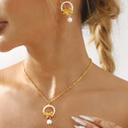 Feminine Pearl Bow Pendant Necklace