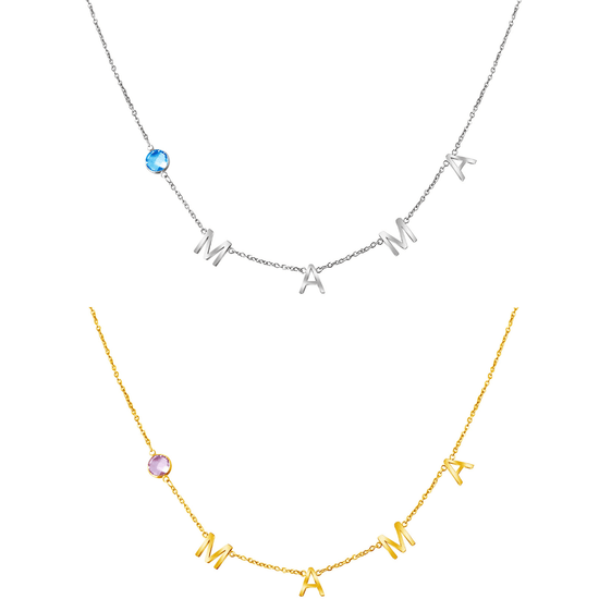 Custom Letter Name BirthStone Necklace