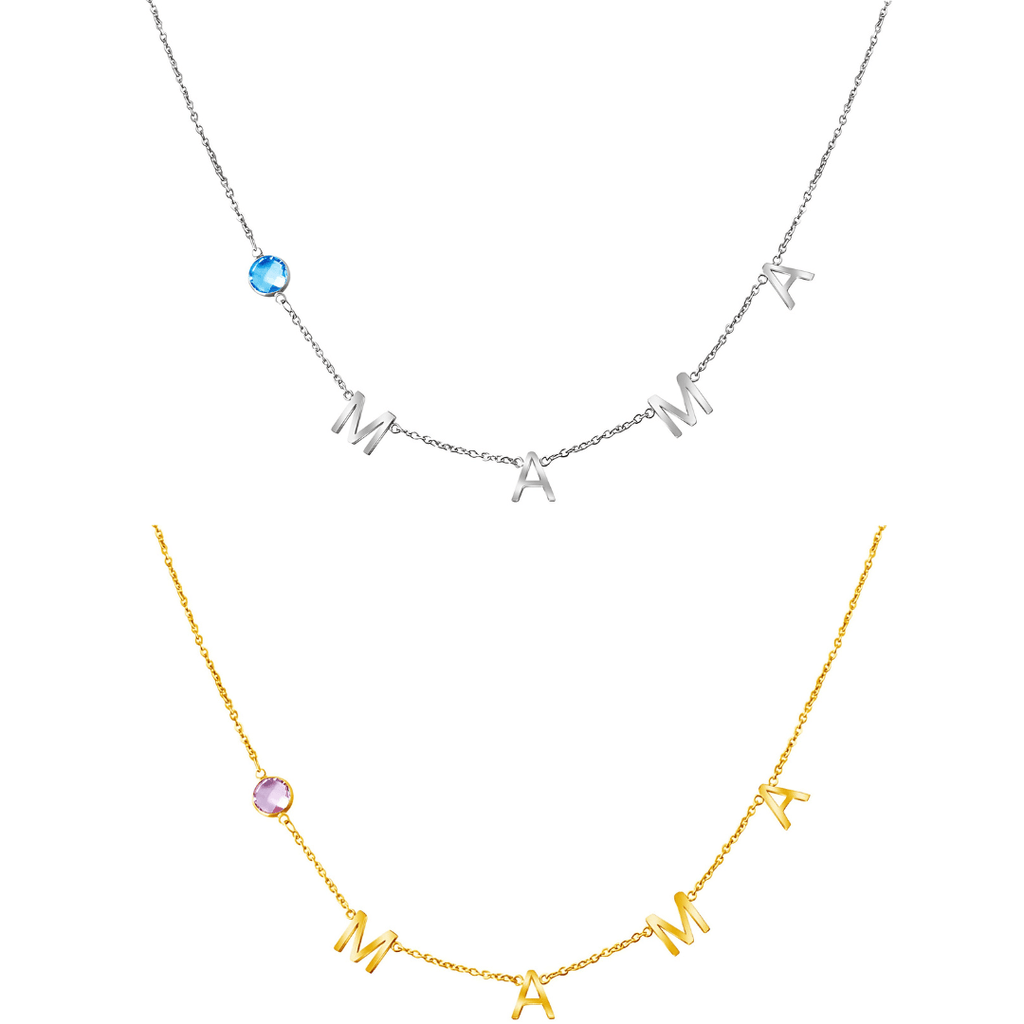 Custom Letter Name BirthStone Necklace