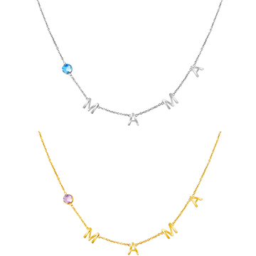 Custom Letter Name BirthStone Necklace