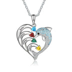 Custom Name Dolphin Heart Birthstone Necklace