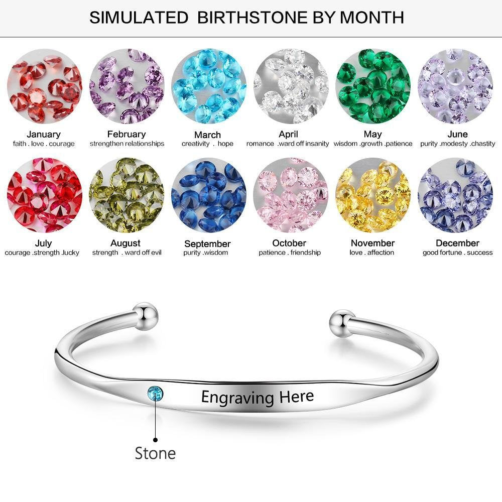  Custom Name Engraved BirthStone  Bracelet
