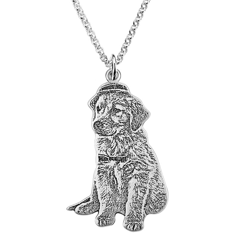 Custom Pet Dog Portrait Memorial Necklace Gift 