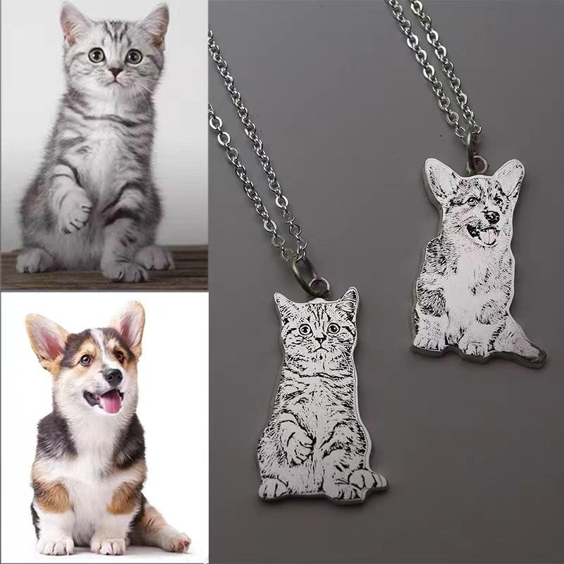 Custom Pet Portrait Pendant Necklace