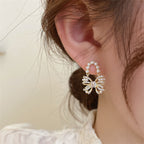 Cute Pearl Bow Tie Earrings 