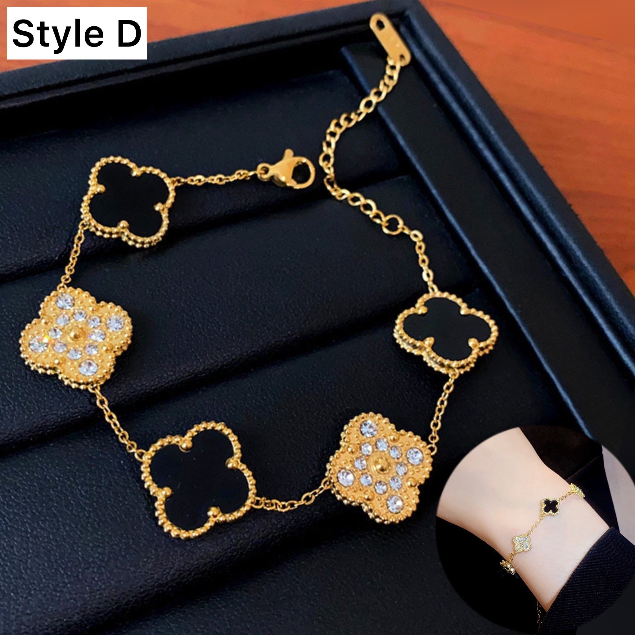 14K Gold Plated Four Leaf Clover Bracelet