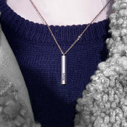 Vertical Stick Bar Engraving Custom Name Necklace