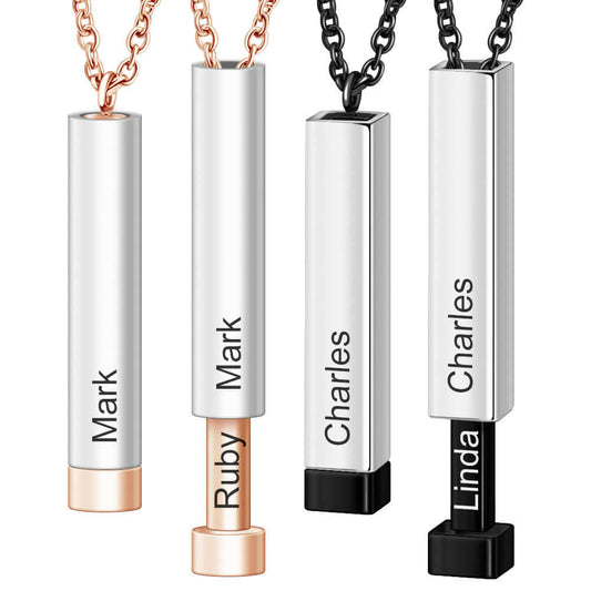 Vertical Stick Bar Engraving Custom Name Necklace