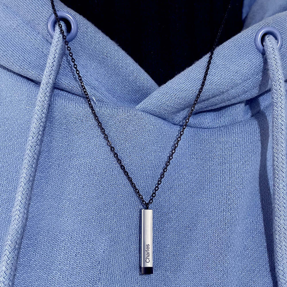 Vertical Stick Bar Engraving Custom Name Necklace