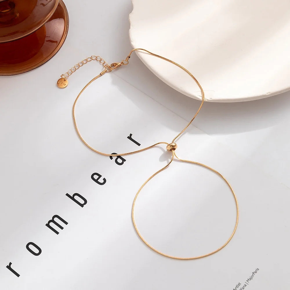 Silver Slider Knot Anklet Chain Bracelet