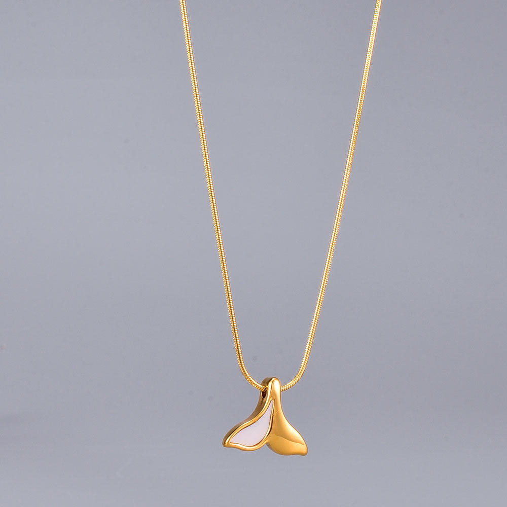EDGY Whale Tail Necklace Two Tone Snake Chain Ocean Necklace