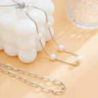 Gold Silver Pearl Layering Anklet Chain Set | D3923