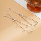 Gold Silver Pearl Layering Anklet Chain Set | D3923