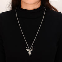 Sterling Silver Deer Horn Xmas Tree Pendant Necklace