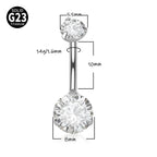 14G Titanium CZ Bar Belly Ring