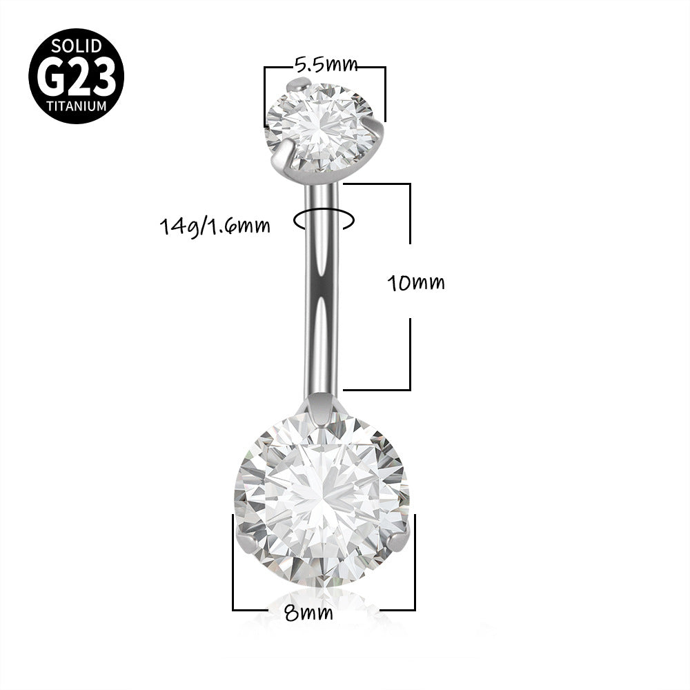 14G Titanium CZ Bar Belly Ring