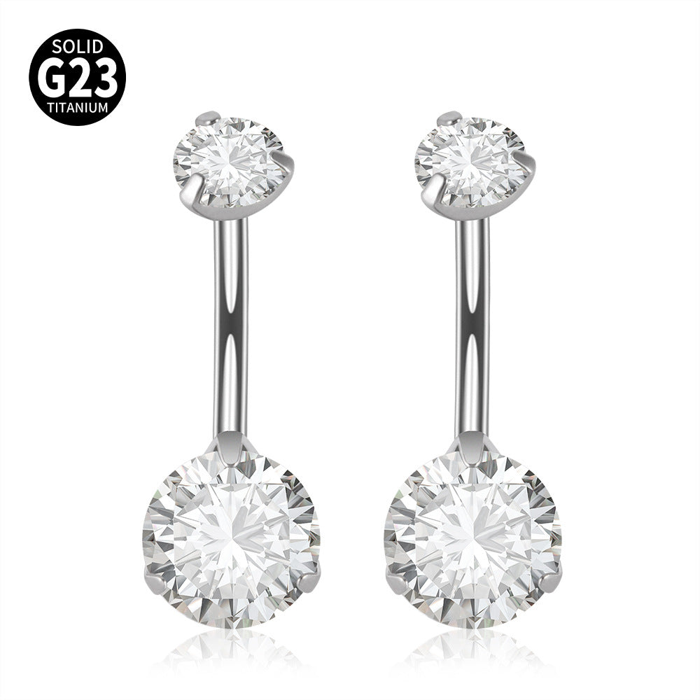 14G G23 Titanium Belly Rings, CZ Belly Ring, Minimalist Belly Ring | DL047