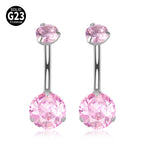 14G Titanium CZ Bar Belly Ring