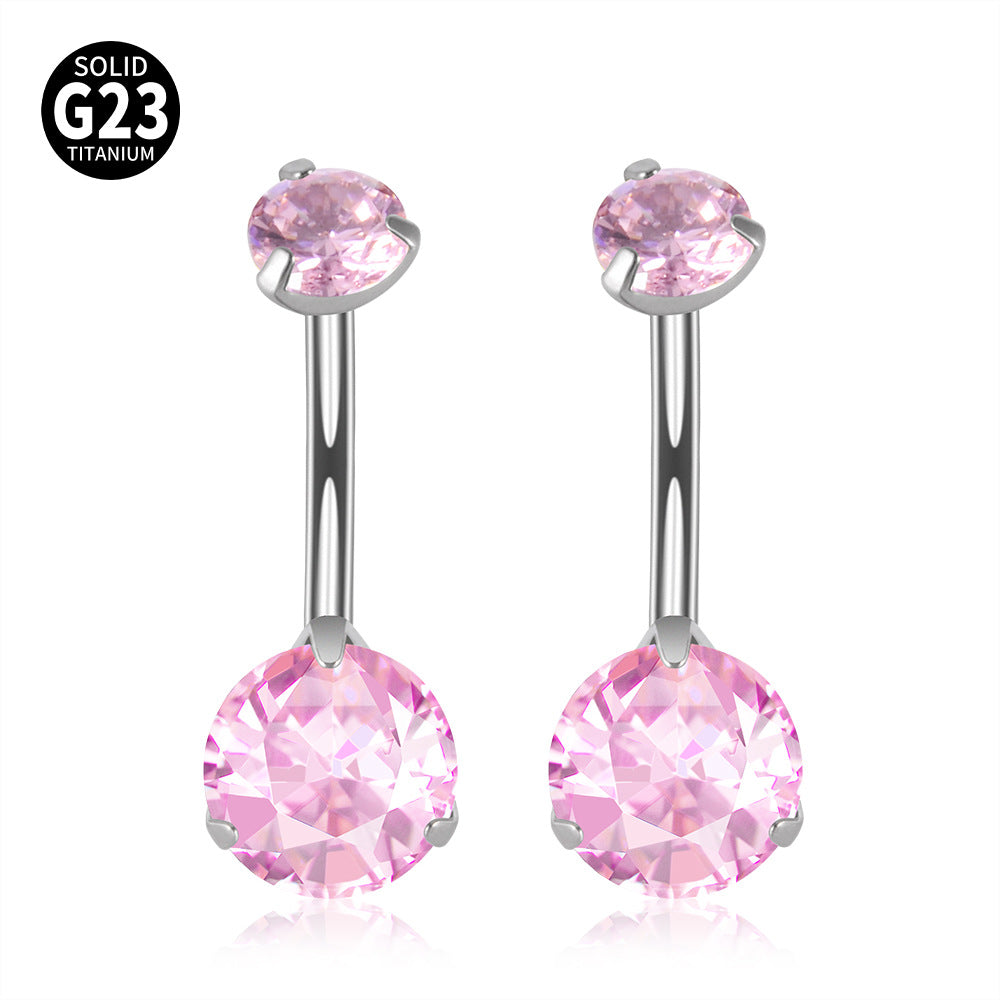 14G Titanium CZ Bar Belly Ring