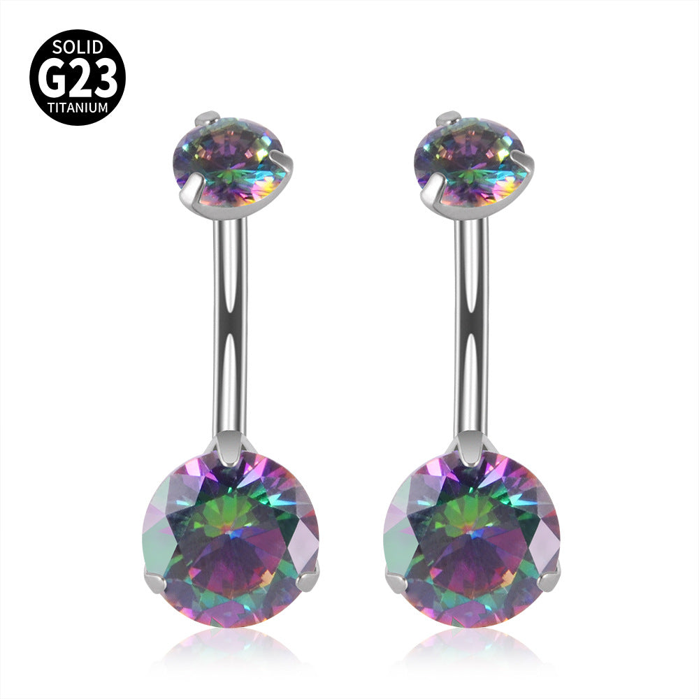 14G Titanium CZ Bar Belly Ring