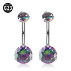 14G Titanium CZ Bar Belly Ring