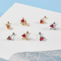 20G Bloody Red Heart CZ Devil Conch Stud