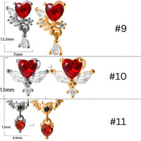 20G Bloody Red Heart CZ Devil Conch Stud