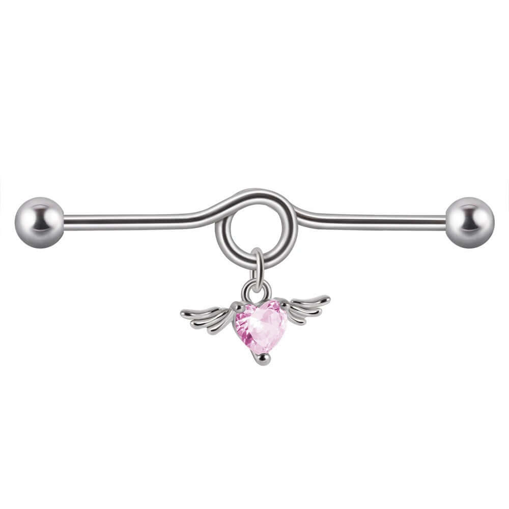 14G Heart Double Hole Industrial Bar | DL7071