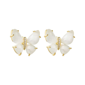 Dainty Cat Eye Stone Butterfly Stud Earrings