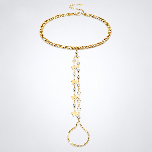 Dainty Gold Butterfly Rhinestone Anklet Chain