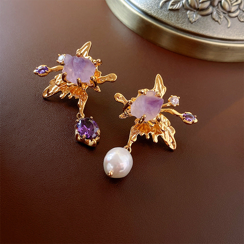 Dainty Gold Plated Baroque Earrings, Pearl Drop Earrings