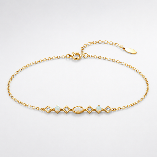 Dainty Opal Bracelet Libra Birthstone Gift 