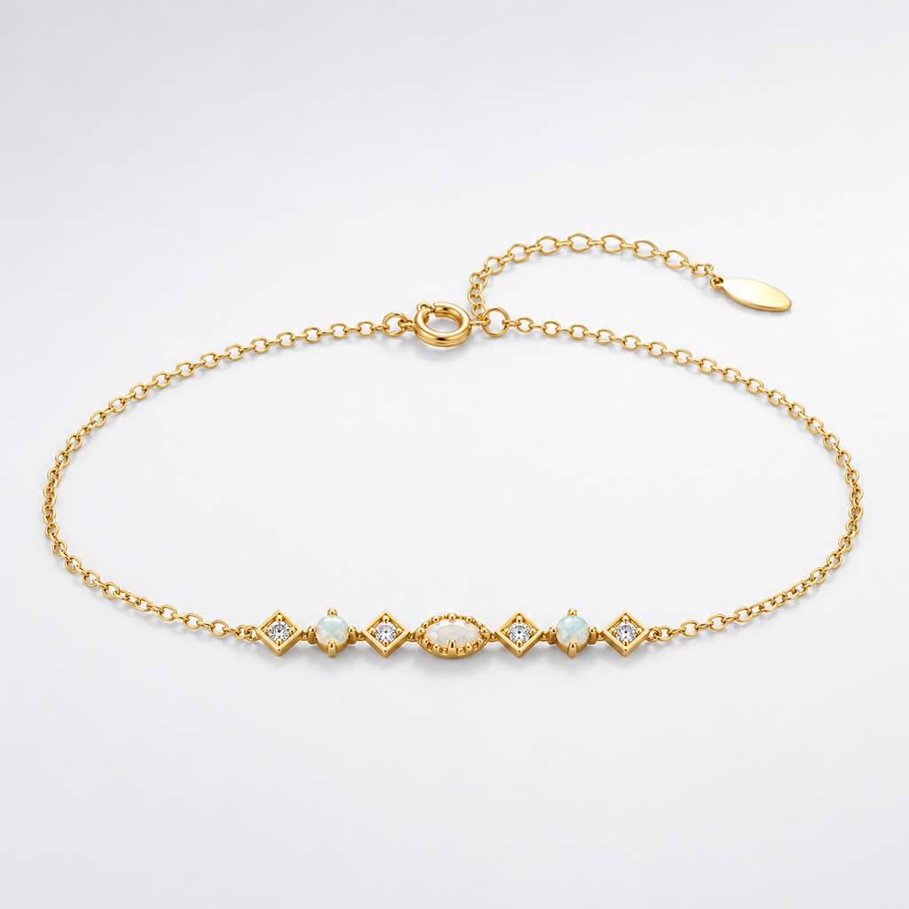 Dainty Opal Bracelet Libra Birthstone Gift 