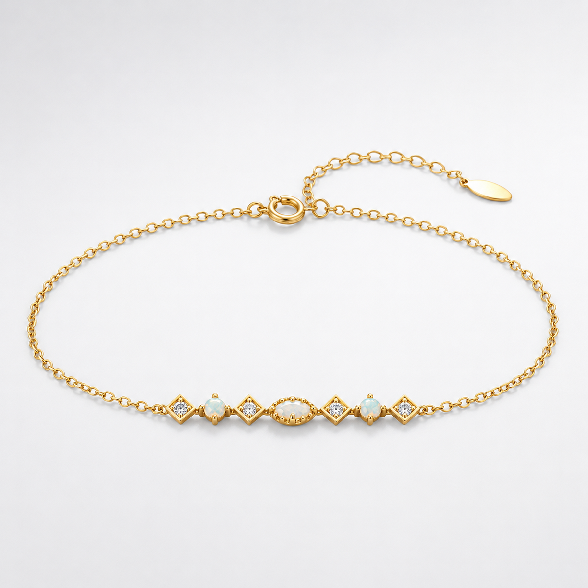 Dainty Opal Bracelet Libra Birthstone Gift 