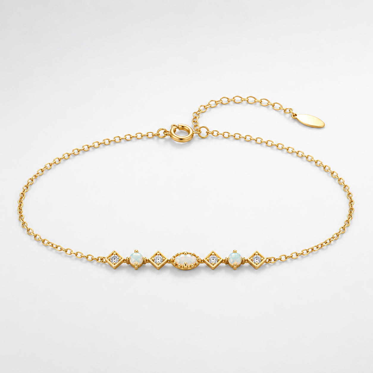 Dainty Opal Bracelet Libra Birthstone Gift 